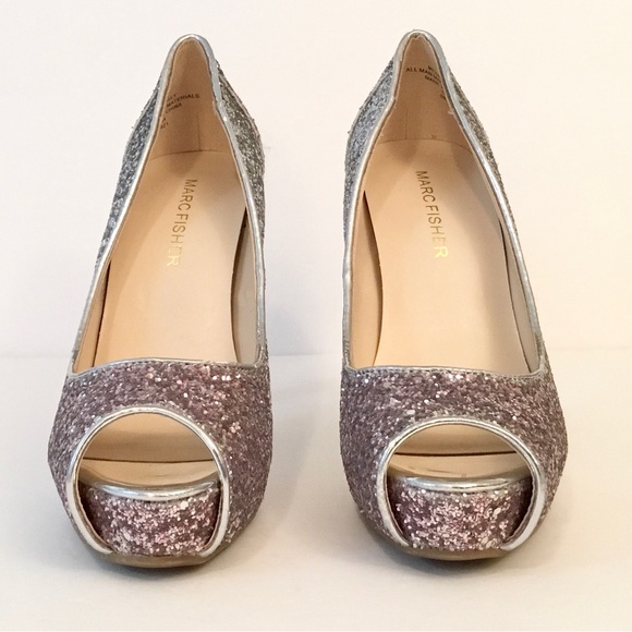 Marc Fisher “Harpley” Glitter Peep Toe Platform Pump - Picture 5 of 10